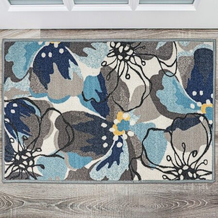 WORLD RUG GALLERY Modern Bright Flowers Non-Slip Area Rug 2' x 3' Gray 505GRAY2X3